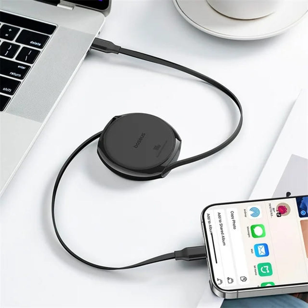 USB-C till USB-C Data- och Laddningskabel Baseus Pathfinder Retractable, 100W, 1m, Svart P10368400111-00