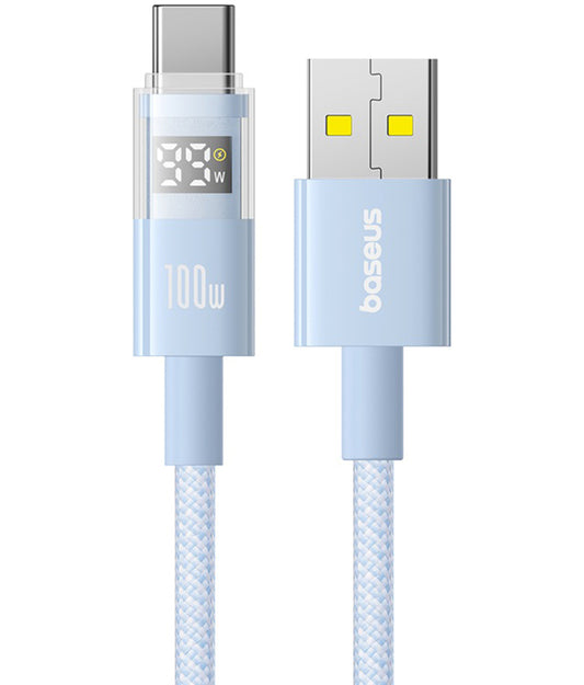 Data- och laddningskabel USB-A - USB-C Baseus Display 2, 100W, 1m, Blå P10382701311-00