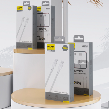 USB-C Data- och Laddningskabel - USB-C Dudao L9C Max, 240W, 2m, Vit
