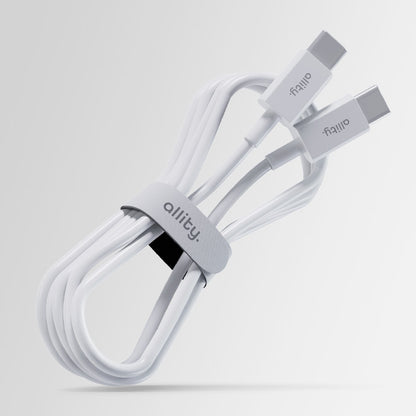 USB-C till USB-C data- och laddningskabel Allity. AUC-03, 100W, 1m, Vit