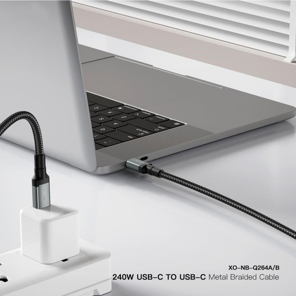 USB-C Data- och Laddningskabel - USB-C XO Design NB-Q264A, 240W, 1m, Svart