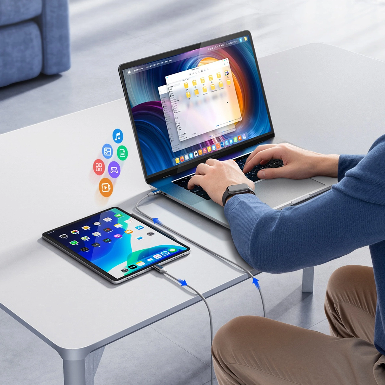 USB-C Data and Charging Cable - USB-C Orico CDX, 60W, 1m, White