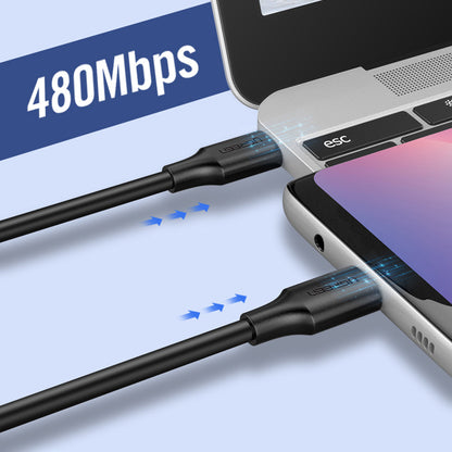 USB-C till USB-C data- och laddningskabel UGREEN US286, 60W, 1m, Svart