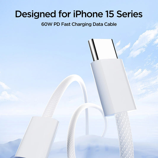 USB-C data- och laddningskabel - USB-C Joyroom S-A45, 60W, 1m, vit 