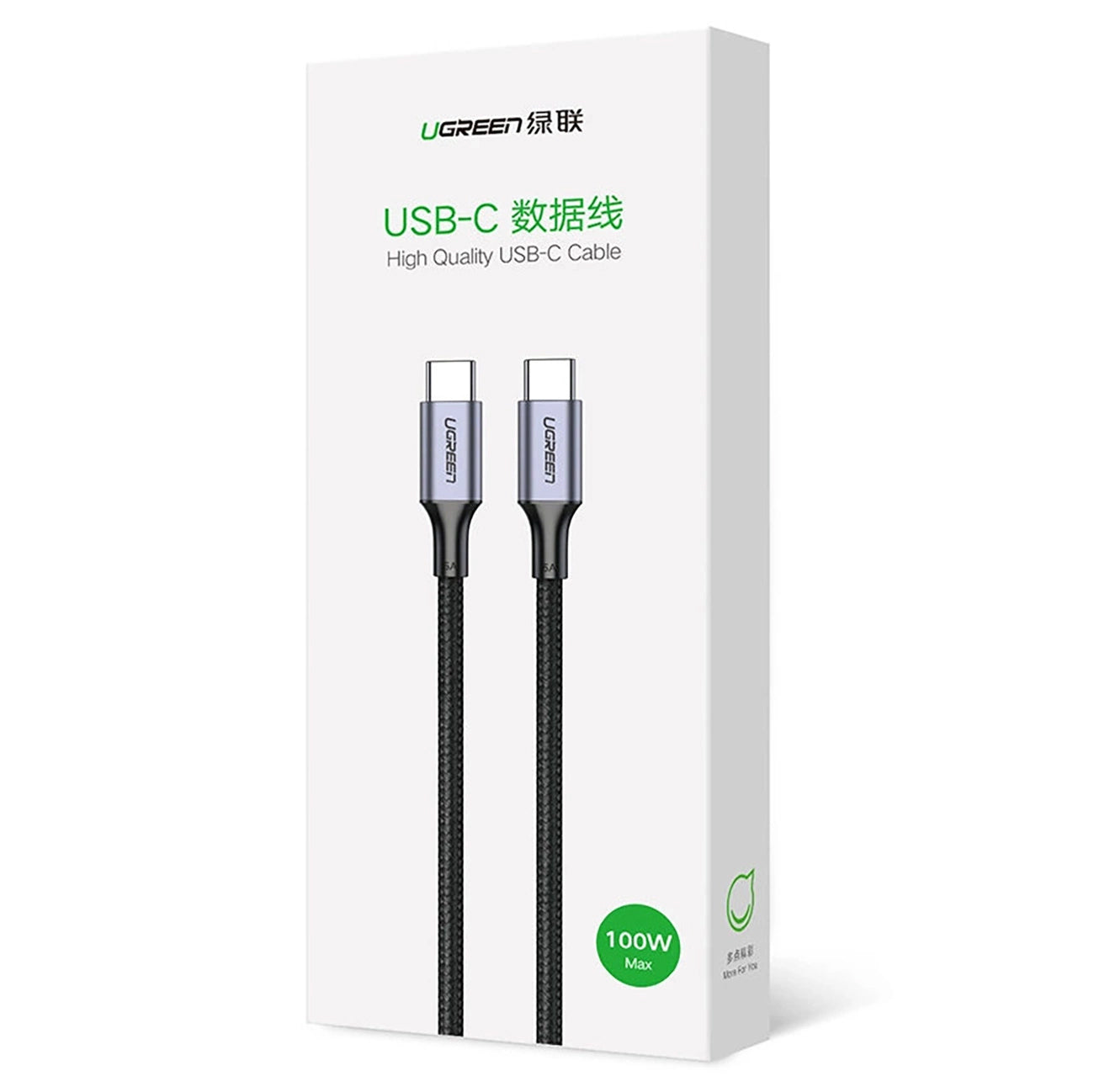 USB-C Data- och Laddningskabel UGREEN US316, 100W, 1.5m, Grå