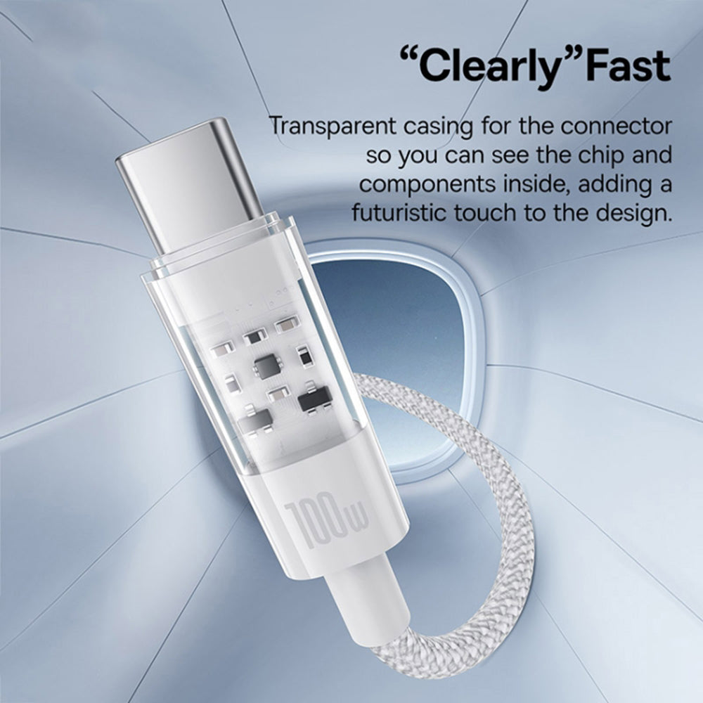 USB-C - USB-C Data- och Laddningskabel Baseus Gem, 100W, 2m, Vit P10373000211-01
