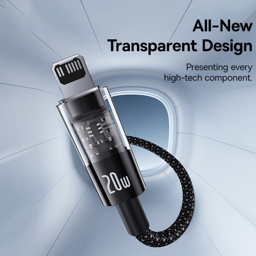USB-C till Lightning Data- och Laddningskabel Baseus Gem, 20W, 2m, Svart P10373001111-01