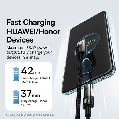 USB-A till USB-C Baseus Gem data- och laddningskabel, 100W, 1m, Svart P10373002111-00