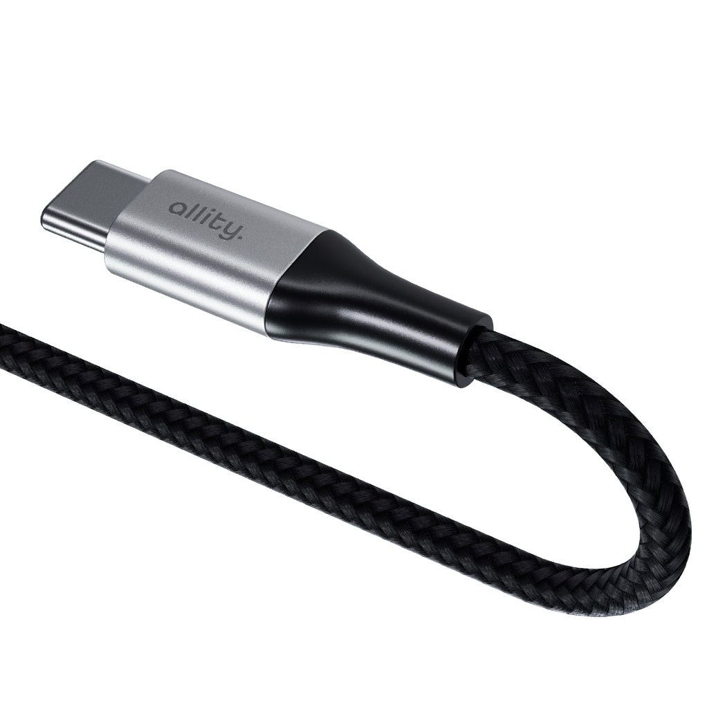 USB-C till USB-C data- och laddningskabel Allity. AUC-01, 100W, 2m, Svart