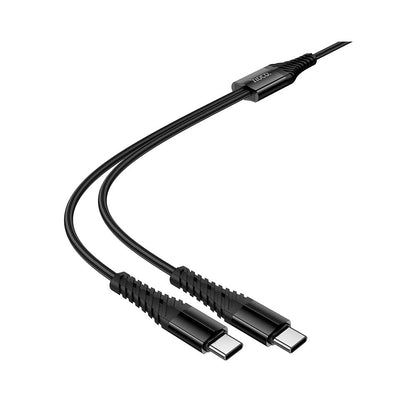 USB-C Laddningskabel - 2 x USB-C HOCO X123, 10W, 1m, Svart