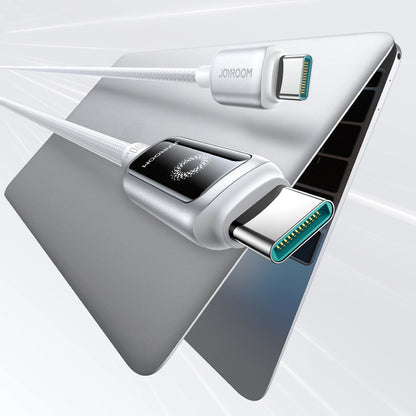 USB-C till USB-C data- och laddningskabel Joyroom S-A55 StarFlight Display, 100W, 1.2m, Vit