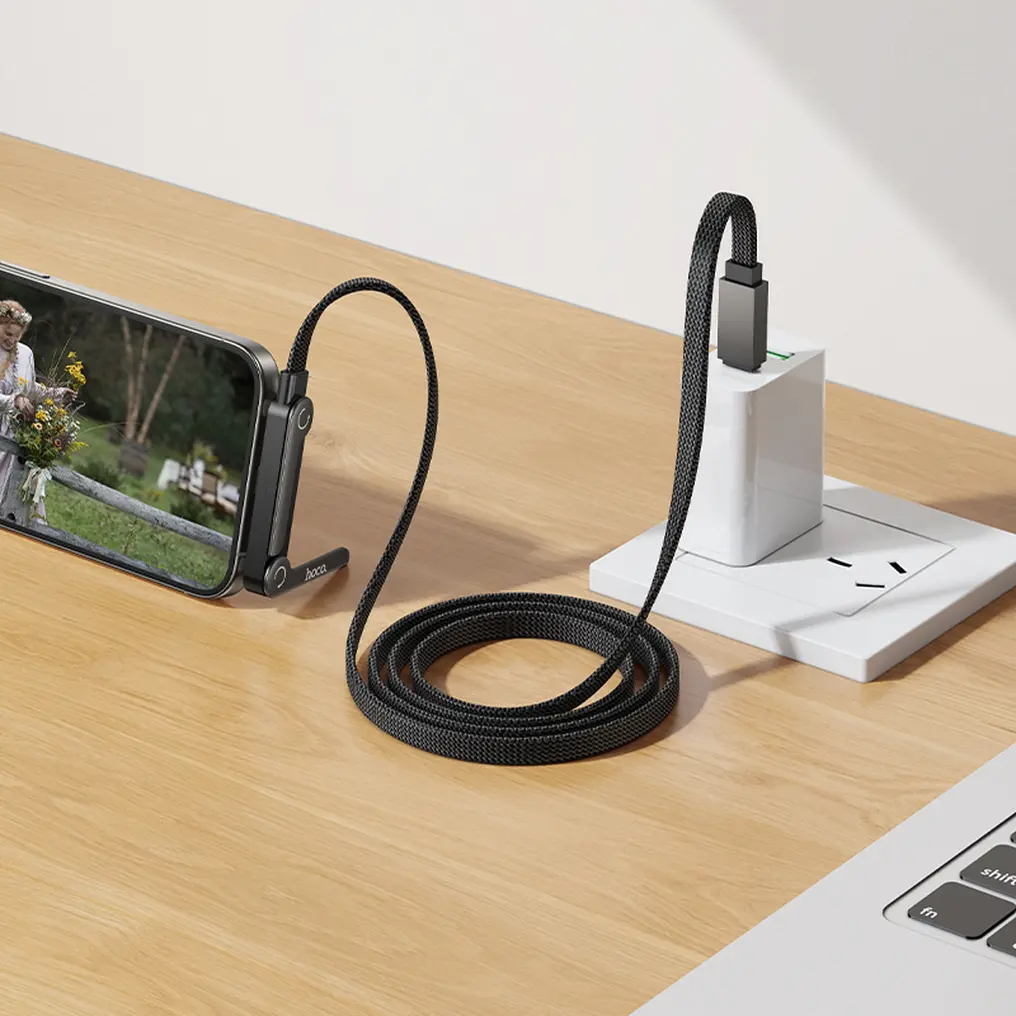 USB-C Data- och laddningskabel - USB-C HOCO U150 Exquisite, 60W, 1,2m, Svart