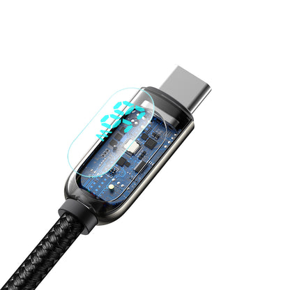 USB-A till USB-C Data- och Laddningskabel Baseus Display, 66W, 2m, Svart CASX020101