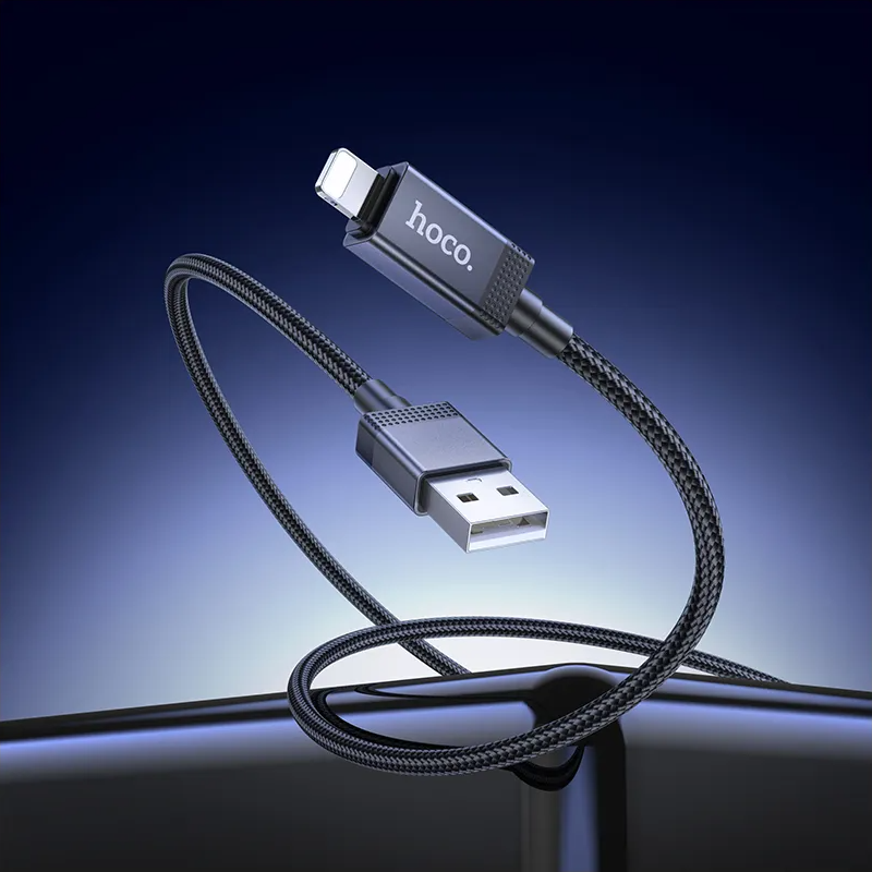 Data- och laddningskabel USB-A - Lightning HOCO X118 Display, 12W, 1m, Svart
