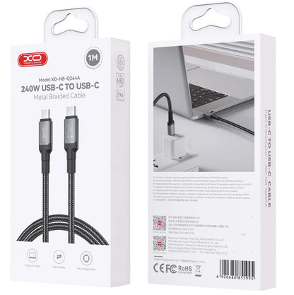 USB-C Data- och Laddningskabel - USB-C XO Design NB-Q264A, 240W, 1m, Svart