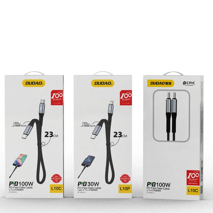 USB-C Data- och Laddningskabel - USB-C Dudao L10C, 100W, 0.23m, Svart