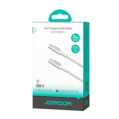 USB-C till USB-C data- och laddningskabel Joyroom S-A28 Flash, 60W, 2m, Vit