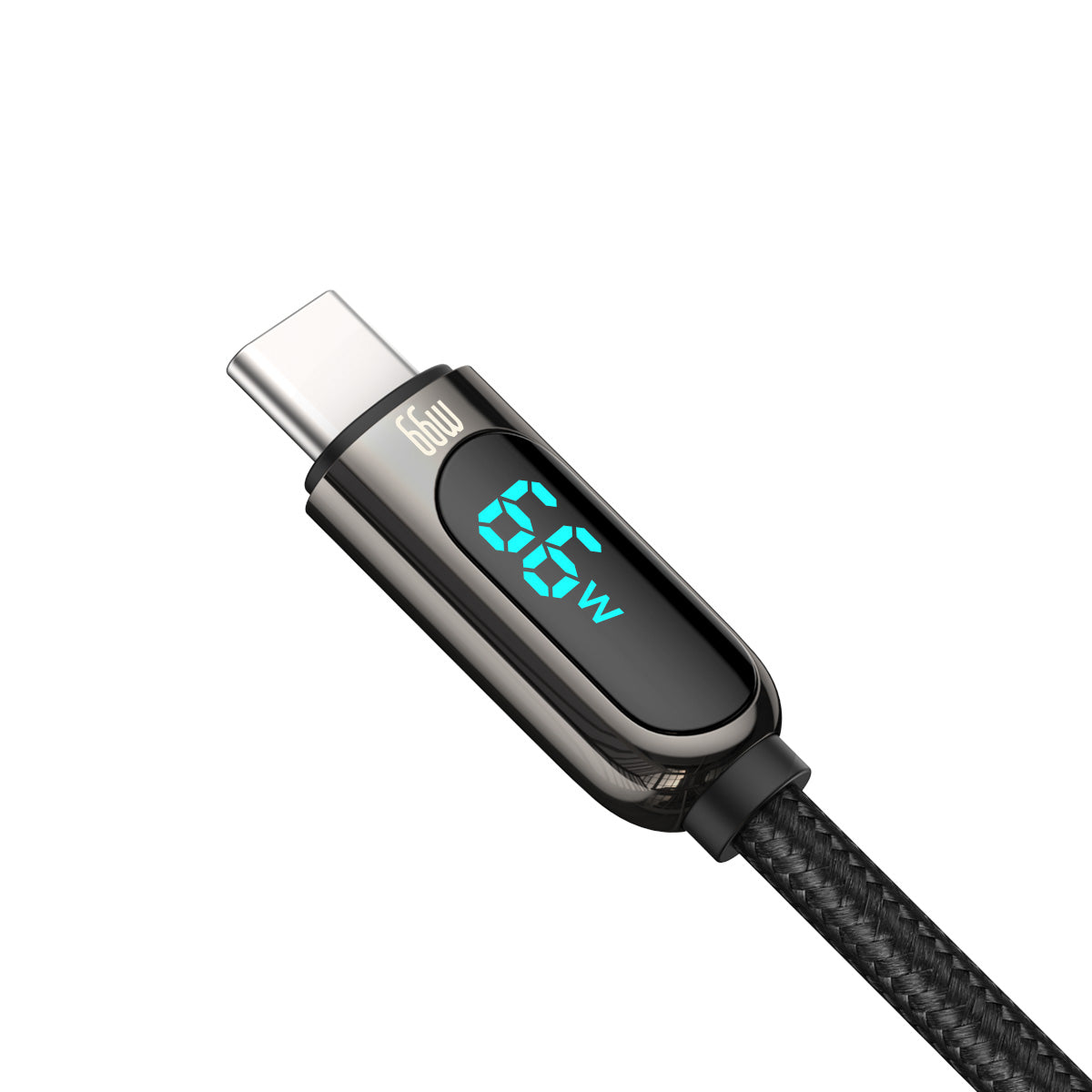 USB-A till USB-C Data- och Laddningskabel Baseus Display, 66W, 2m, Svart CASX020101