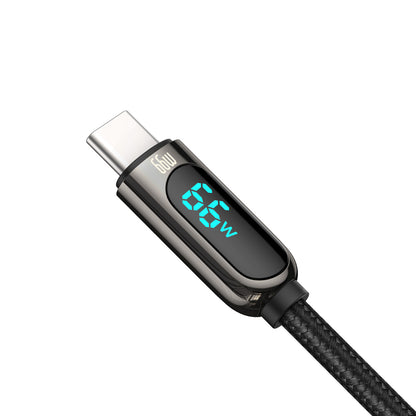 USB-A till USB-C Data- och Laddningskabel Baseus Display, 66W, 2m, Svart CASX020101