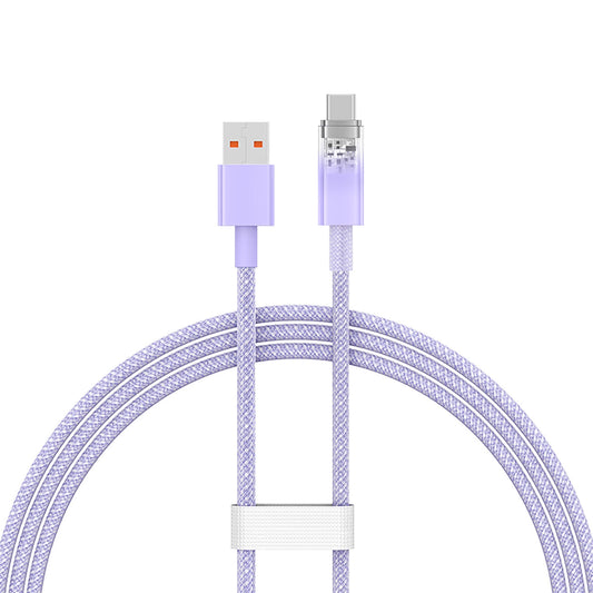USB-A till USB-C Data- och Laddningskabel Baseus Explorer, 100W, 1m, Lila CATS010405