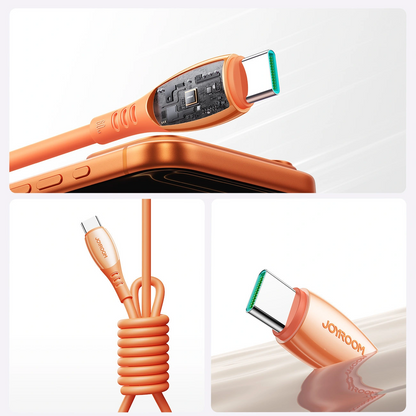 USB-C till USB-C data- och laddningskabel Joyroom S-A59 Vibrant, 60W, 1.2m, Orange