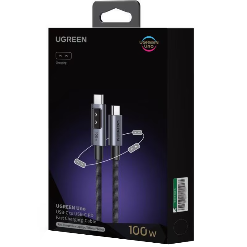 USB-C till USB-C data- och laddningskabel UGREEN L509, 100W, 1m, Grå