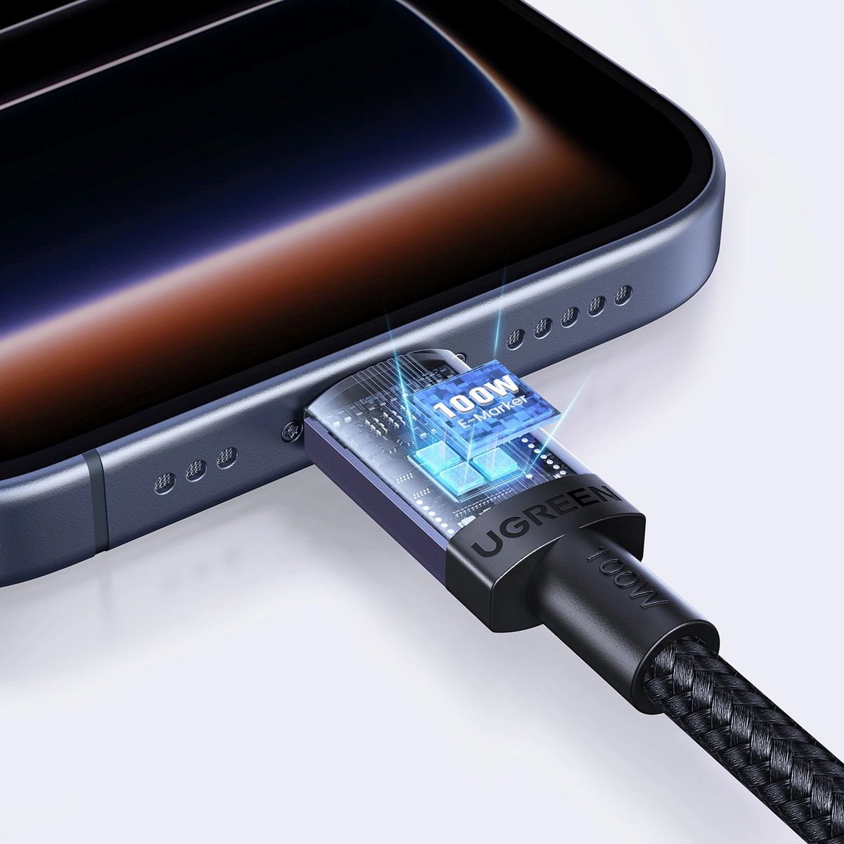USB-C Data- och laddningskabel - USB-C UGREEN, 100W, 1m, Svart