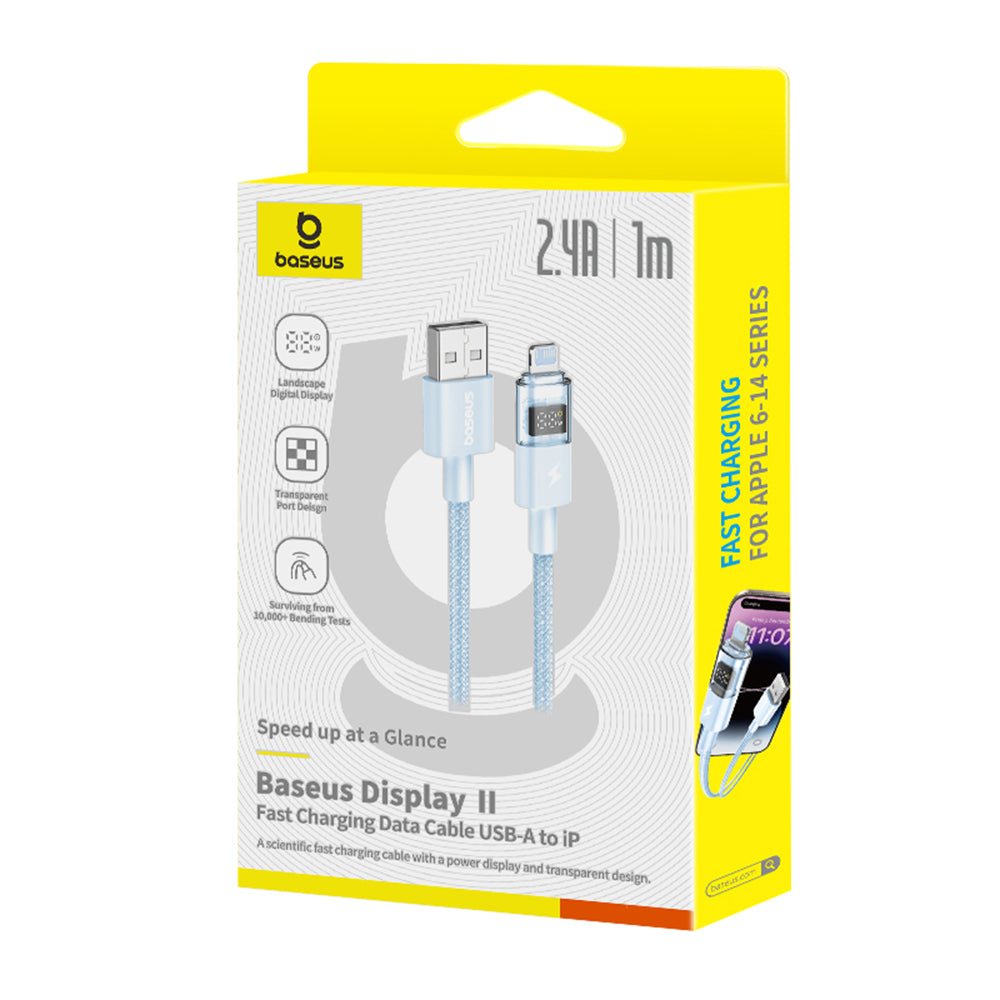 Data- och laddningskabel USB-A - Lightning Baseus Display 2, 12W, 1m, Blå P10382700311-00