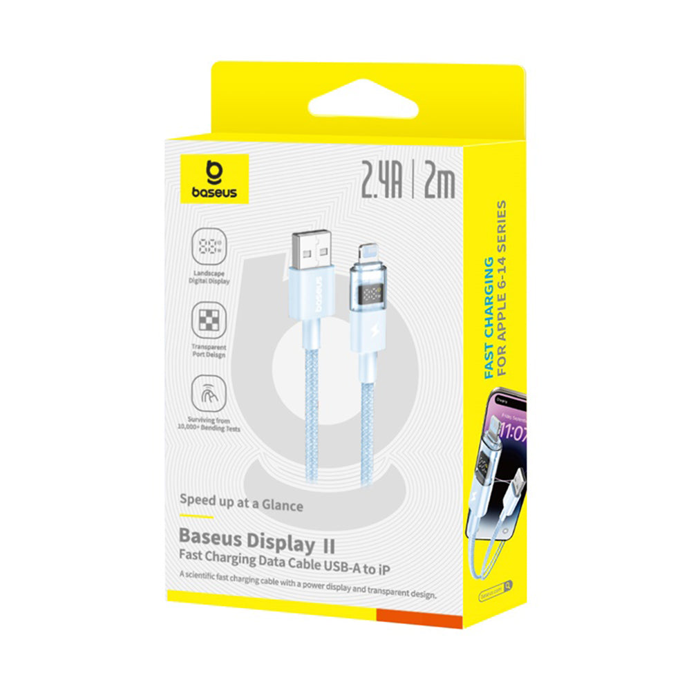 USB-A - Lightning Baseus Display 2 data- och laddningskabel, 12W, 2m, Blå P10382700311-01