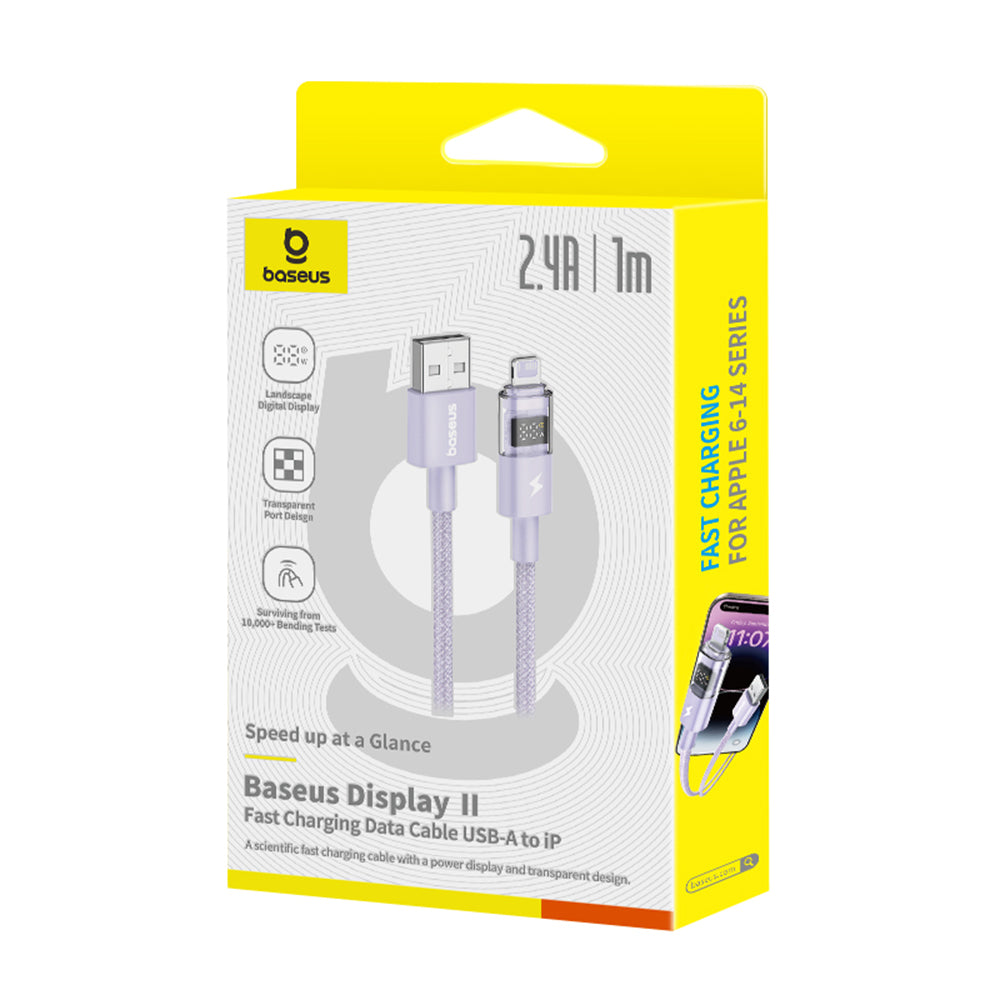 USB-A - Lightning Baseus Display 2, 12W, 1m, Lila P10382700511-00