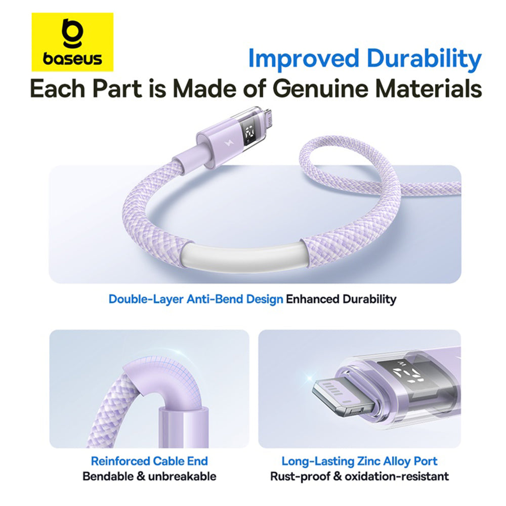 USB-A - Lightning Baseus Display 2, 12W, 2m, Lila P10382700511-01