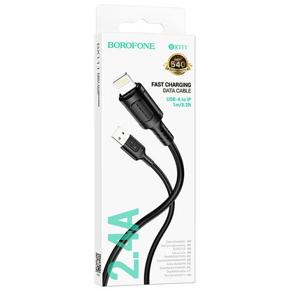 Data- och laddningskabel USB-A - Lightning Borofone BX111 Feliz, 18W, 1m, Svart