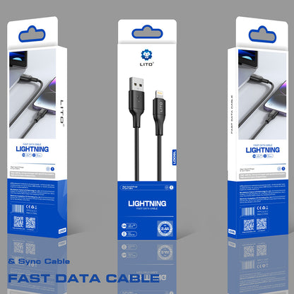 Data- och laddningskabel USB-A - Lightning Lito LD06L, 18W, 1m, Svart