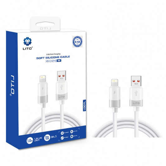 Data- och laddningskabel USB-A - Lightning Lito LD07, 60W, 1m, Vit