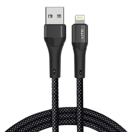 Data- och laddningskabel USB-A - Lightning Lito LD14, 18W, 1m, Svart