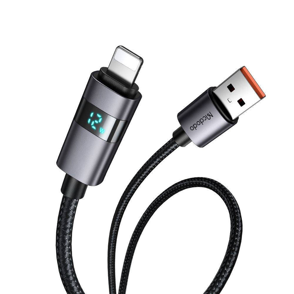 USB-A to Lightning McDodo CA-6490 Display Data and Charging Cable, 18W, 1.2m, Black