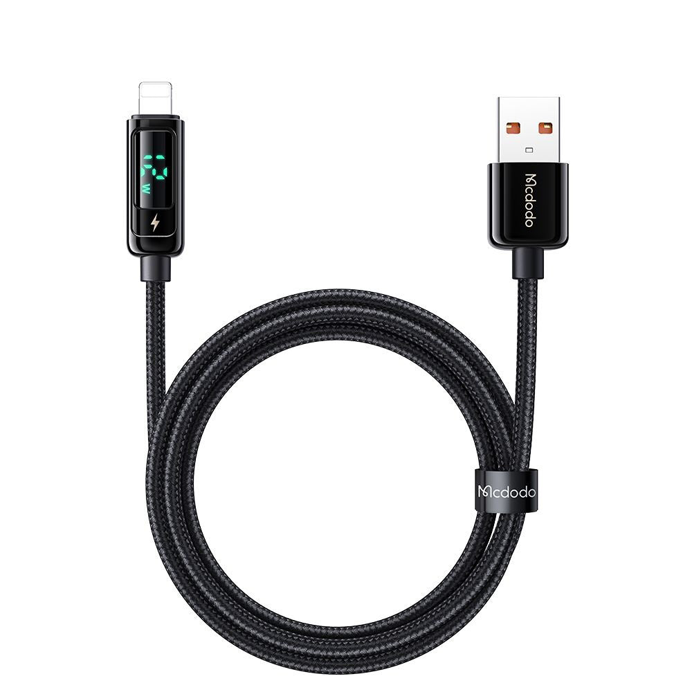 Data- och laddningskabel USB-A - Lightning McDodo CA-9940 Display, 12W, 1.2m, Svart