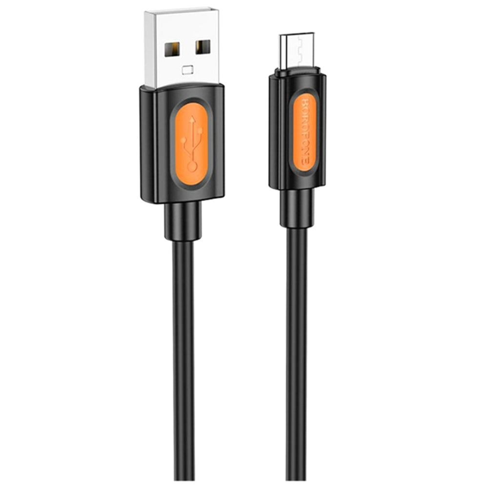 Data- och laddningskabel USB-A - microUSB Borofone BX114 Silikon, 18W, 1m, Svart