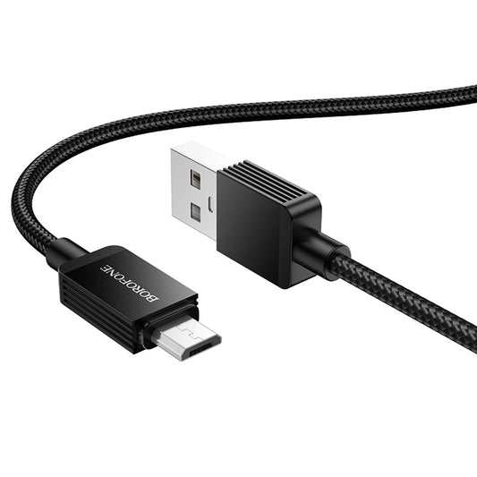 Data- och laddningskabel USB-A - microUSB Borofone BX120 Placer, 18W, 1m, Svart