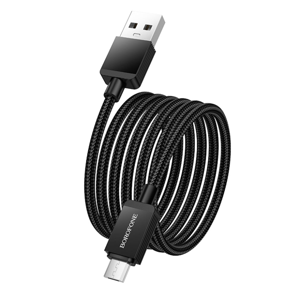 Data- och laddningskabel USB-A - microUSB Borofone BX120 Placer, 18W, 1m, Svart