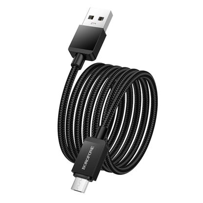 Data- och laddningskabel USB-A - microUSB Borofone BX120 Placer, 18W, 1m, Svart