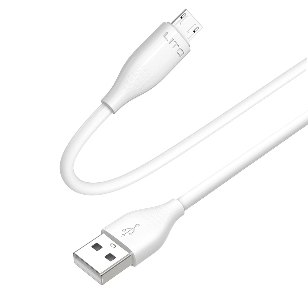 Data- och laddningskabel USB-A - microUSB Lito LD03V, 18W, 1m, Vit