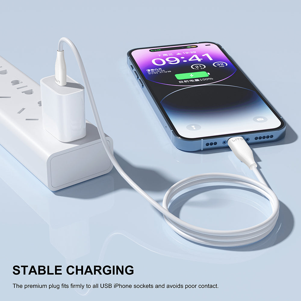 Data- och laddningskabel USB-A - microUSB Lito LD03V, 18W, 1m, Vit