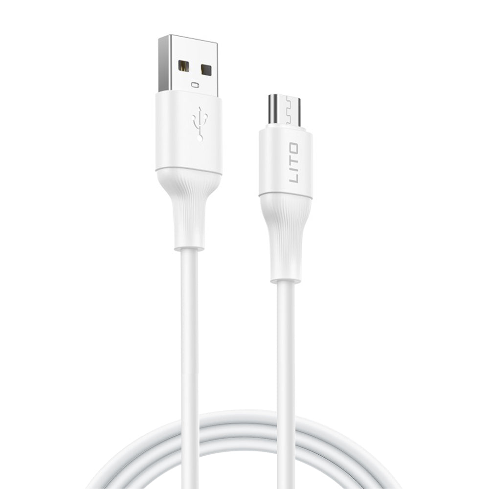 Data- och laddningskabel USB-A - microUSB Lito LD06V, 18W, 1m, Vit