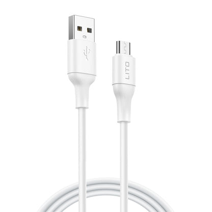 Data- och laddningskabel USB-A - microUSB Lito LD06V, 18W, 1m, Vit