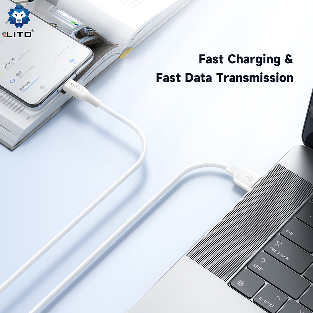 Data- och laddningskabel USB-A - microUSB Lito LD06V, 18W, 1m, Vit