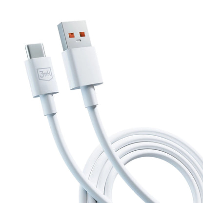 USB-A - USB-C 3MK Hyper data- och laddningskabel, 60W, 1.2m, Vit