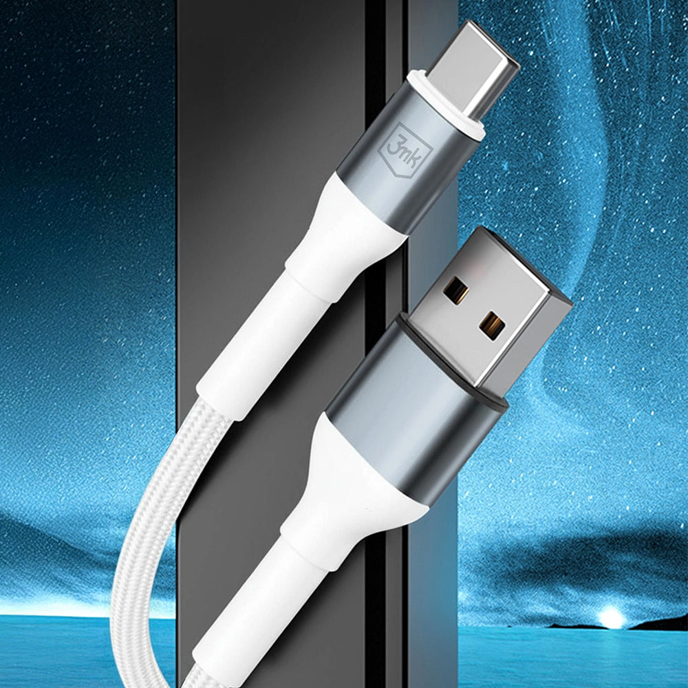 Data- och laddningskabel USB-A - USB-C 3MK Hyper N, 18W, 1m, Vit