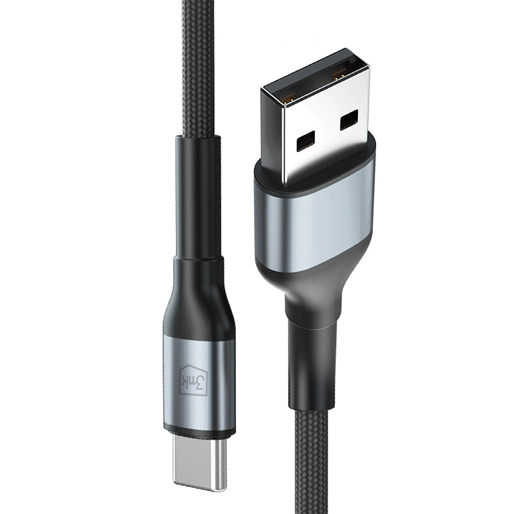 Data- och laddningskabel USB-A - USB-C 3MK Hyper N, 18W, 2m, Svart