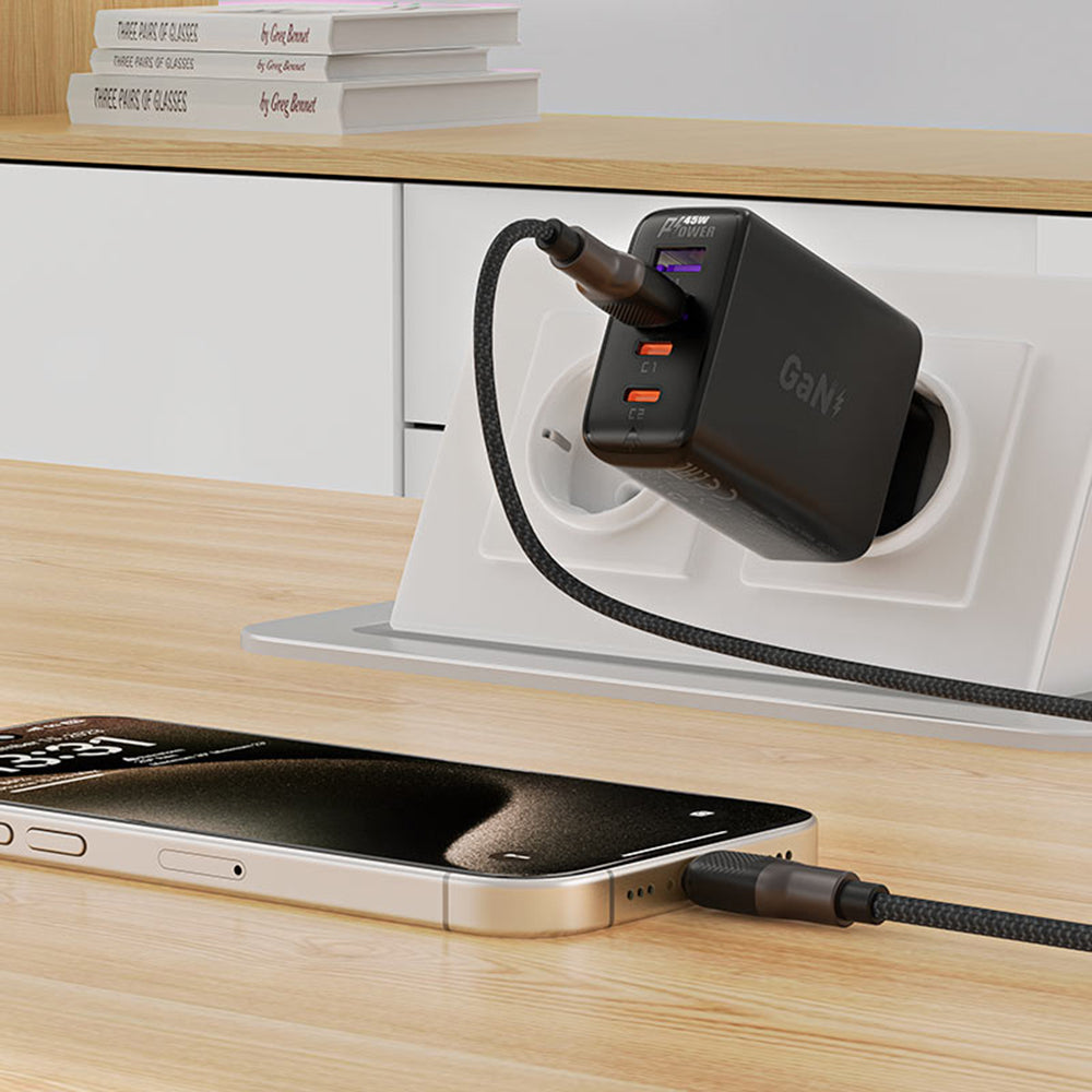 Data- och laddningskabel USB-A till USB-C Acefast C10-04, 18W, 1.2m, Svart